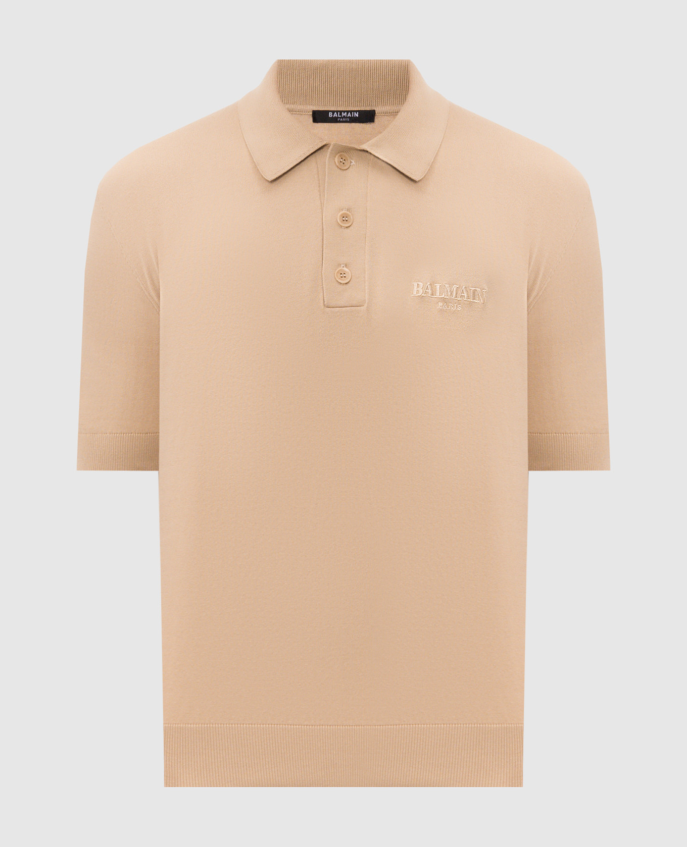 Beige polo shirt with logo embroidery