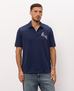 Balmain Blue polo shirt with embroidered logo HH1GC060BD77