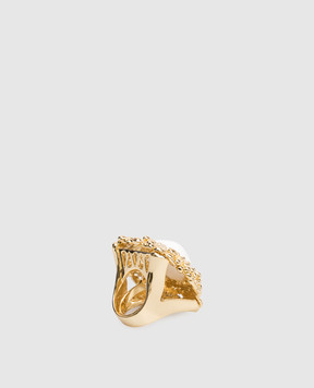Reco Gold ring with white cabochon insert AN300