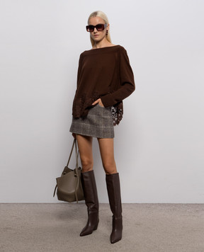 Ermanno Scervino Brown cashmere jumper with lace D495M312APTPYU