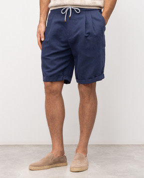 Brunello Cucinelli Blue linen shorts with lapels MH255U0020