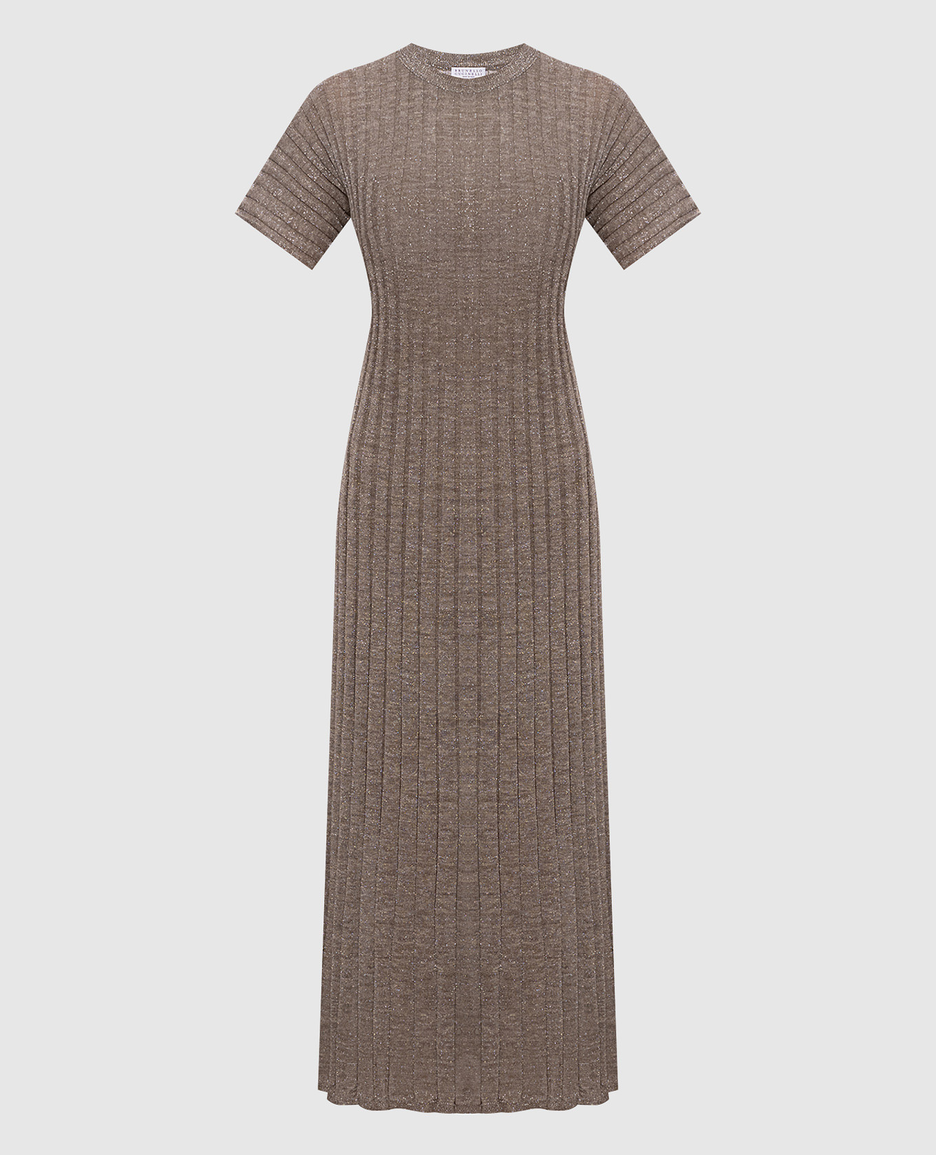 

Brown linen midi dress with lurex Brunello Cucinelli