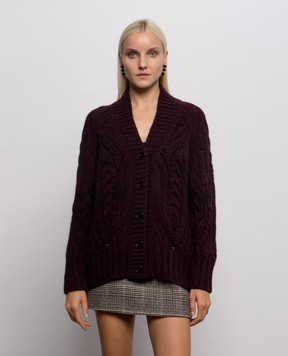Ermanno Scervino Burgundy alpaca wool cardigan D495N322NWJ