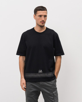 C.P. Company Black T-shirt with embroidered logo MTS122A110580W