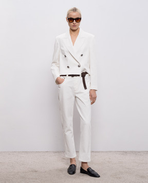 Brunello Cucinelli White double-breasted jacket with monil chain ML1207231