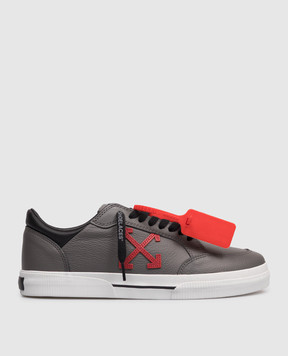 Off-White Grey Vulcanized Leather Sneakers OMIA293S26LEA001