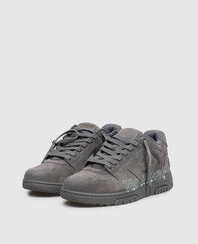 Off-White Out Of Office Grey Suede Sneakers OMIA189S26LEA006