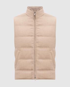 Enrico Mandelli Beige wool and cashmere down vest 4T772A5804