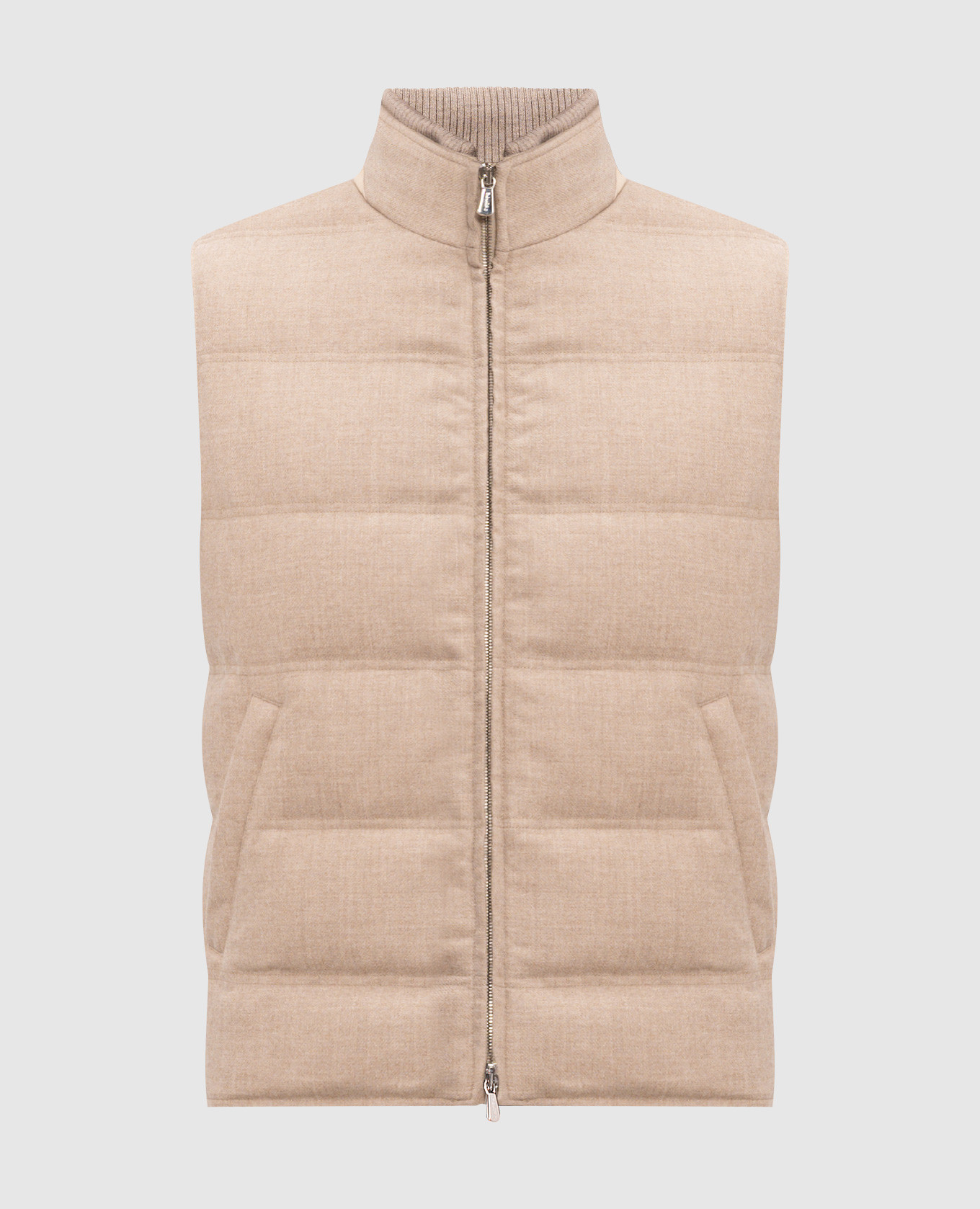 Beige wool and cashmere down vest