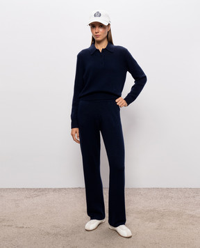 Sporty & Rich Blue cashmere and wool polo shirt WS07485327BL106