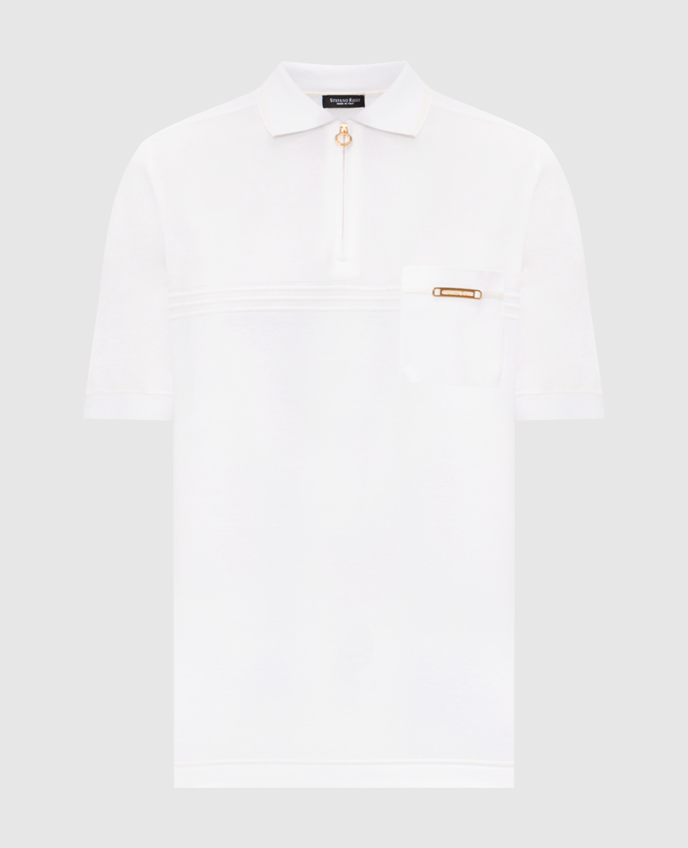 White polo with silk Stefano Ricci