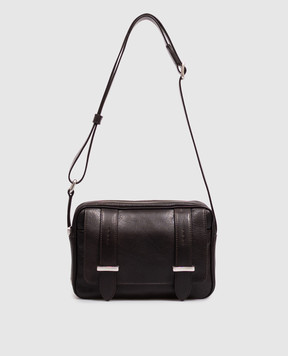 Orciani Brown leather bag with textured logo P00759LGN