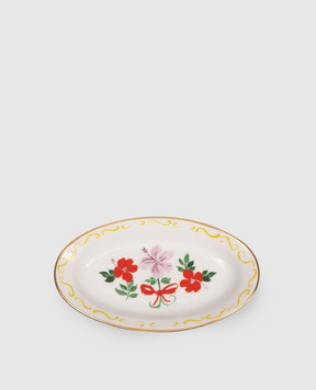 Bitossi Home White porcelain oval plate Flower Bow FTB02101