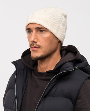 Pini Parma White ribbed cashmere hat CUFFIABEIGE