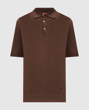 ISAIA Brown linen and silk polo shirt MG8361Y0508