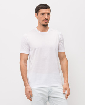 Bertolo Cashmere White T-shirt with embroidered emblem 000252001912