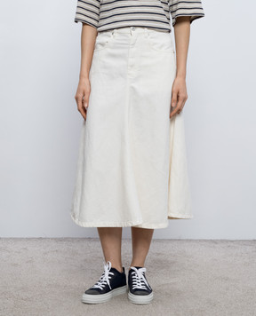 Brunello Cucinelli Ivory denim skirt with linen ML996G4009