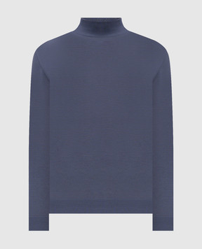 Stefano Ricci Blue wool golf with monogram logo K303025L10F26345