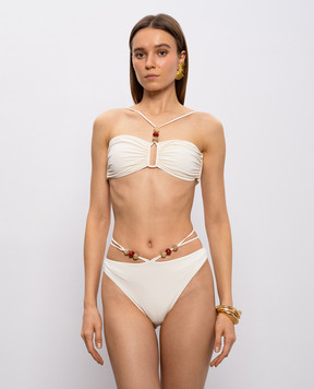 Magda Butrym White beaded swimsuit bodice SWIMBRA01622426