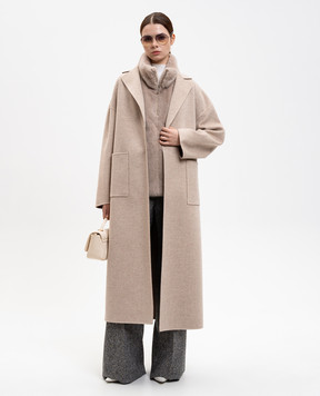 Babe Pay Pls Beige cashmere and wool coat with removable vest AMAYUGA