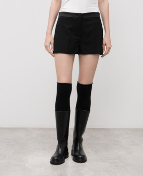 Twinset Black wool shorts with logo 252TT2125