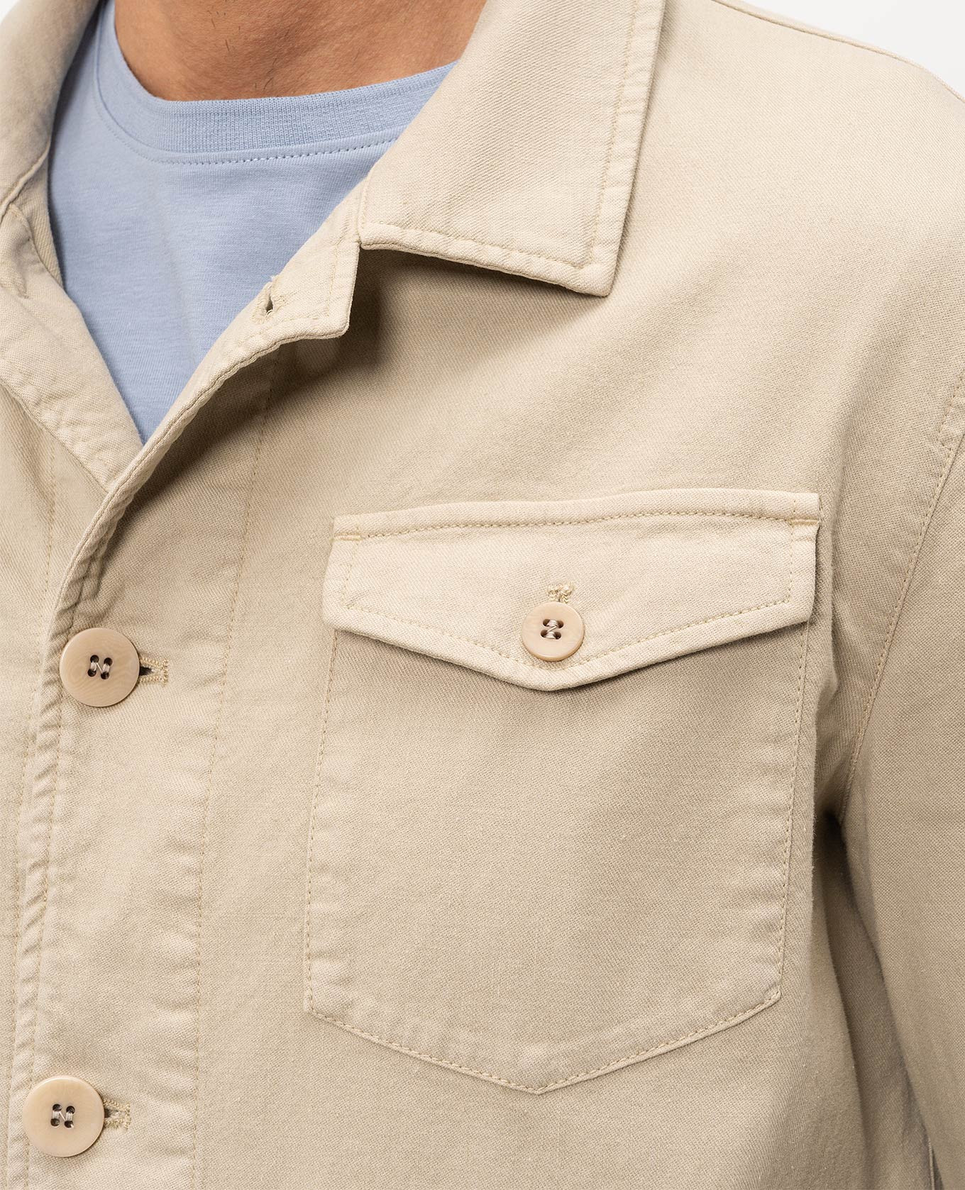 Beige shirt-style linen jacket Florentino 4