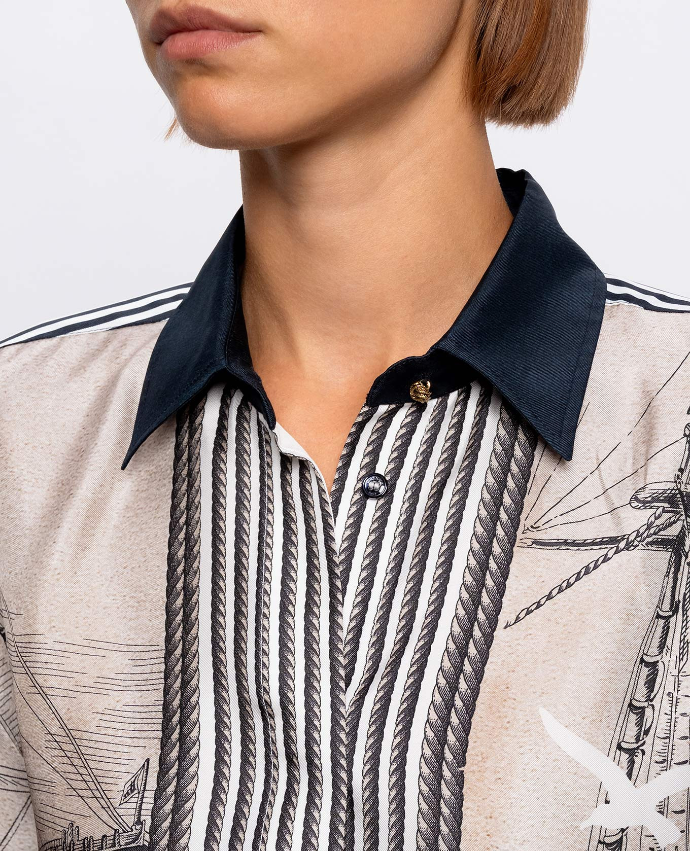 Beige printed silk long blouse Max Mara 5