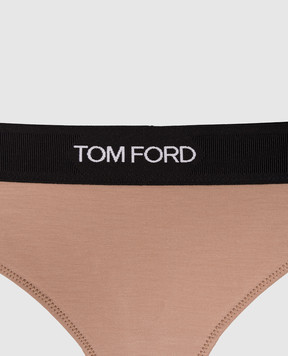 Tom Ford Beige thong panties with logo pattern KNJ009JEX011