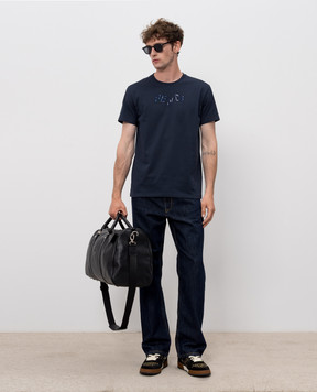 Fendi Blue T-shirt with embroidered logo FY1319AUOB