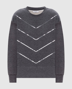 Peserico Gray sweatshirt with sequins S12501J0Q01126