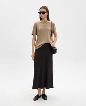 Agnona Brown silk T-shirt KT110450Q180P