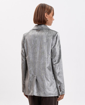 Peserico Green corduroy jacket with monil chain A0170401597