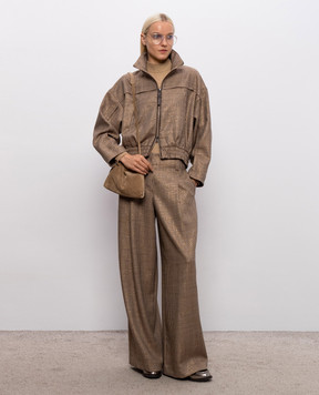 Brunello Cucinelli Brown wool pants with lurex pattern MP546P9317