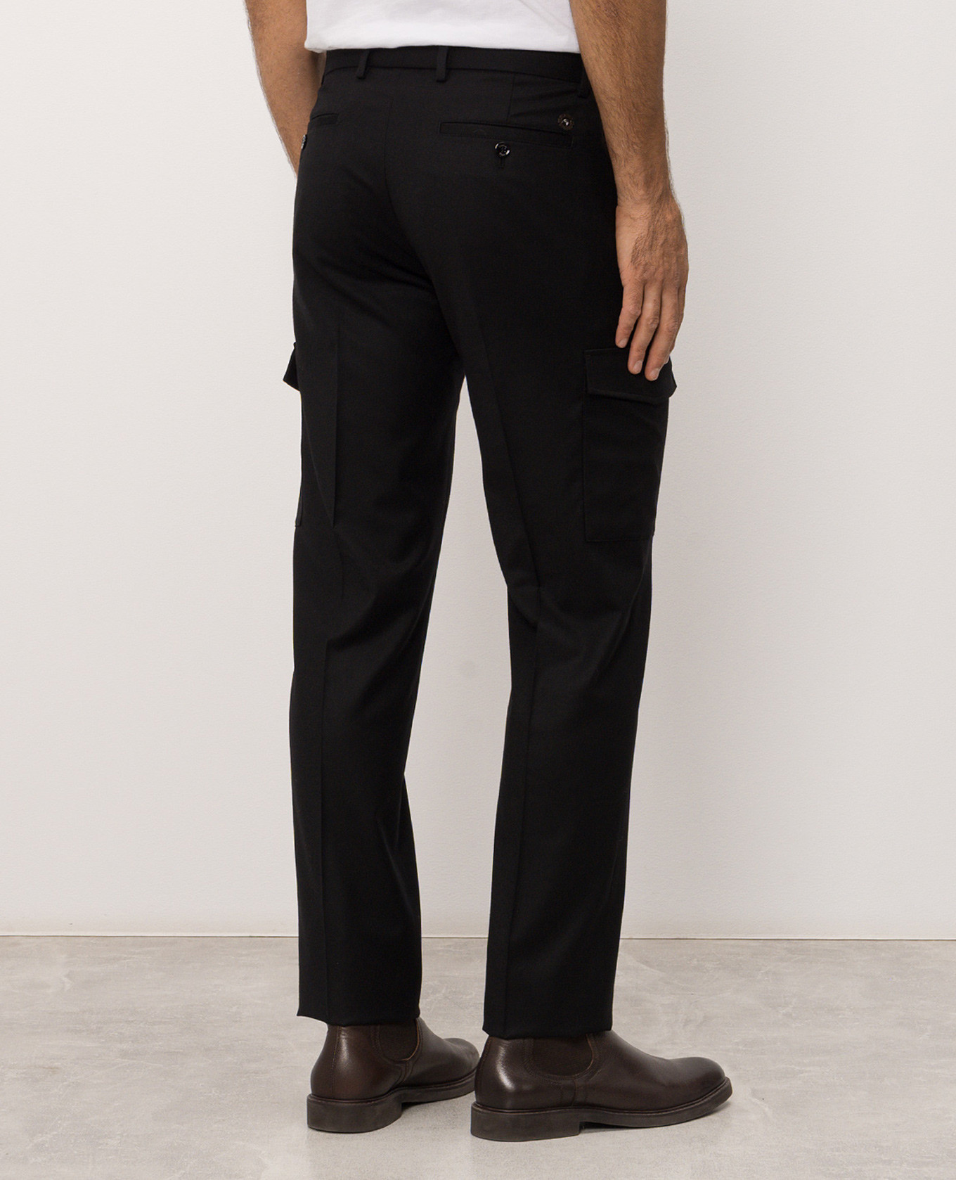 Black wool and silk cargo pants Stefano Ricci 4