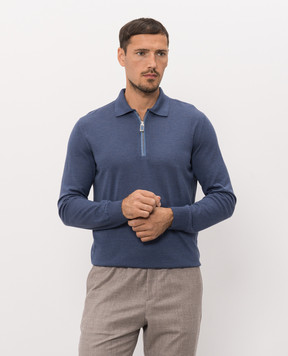 Stefano Ricci Blue wool and silk polo shirt K606426Z35F26314