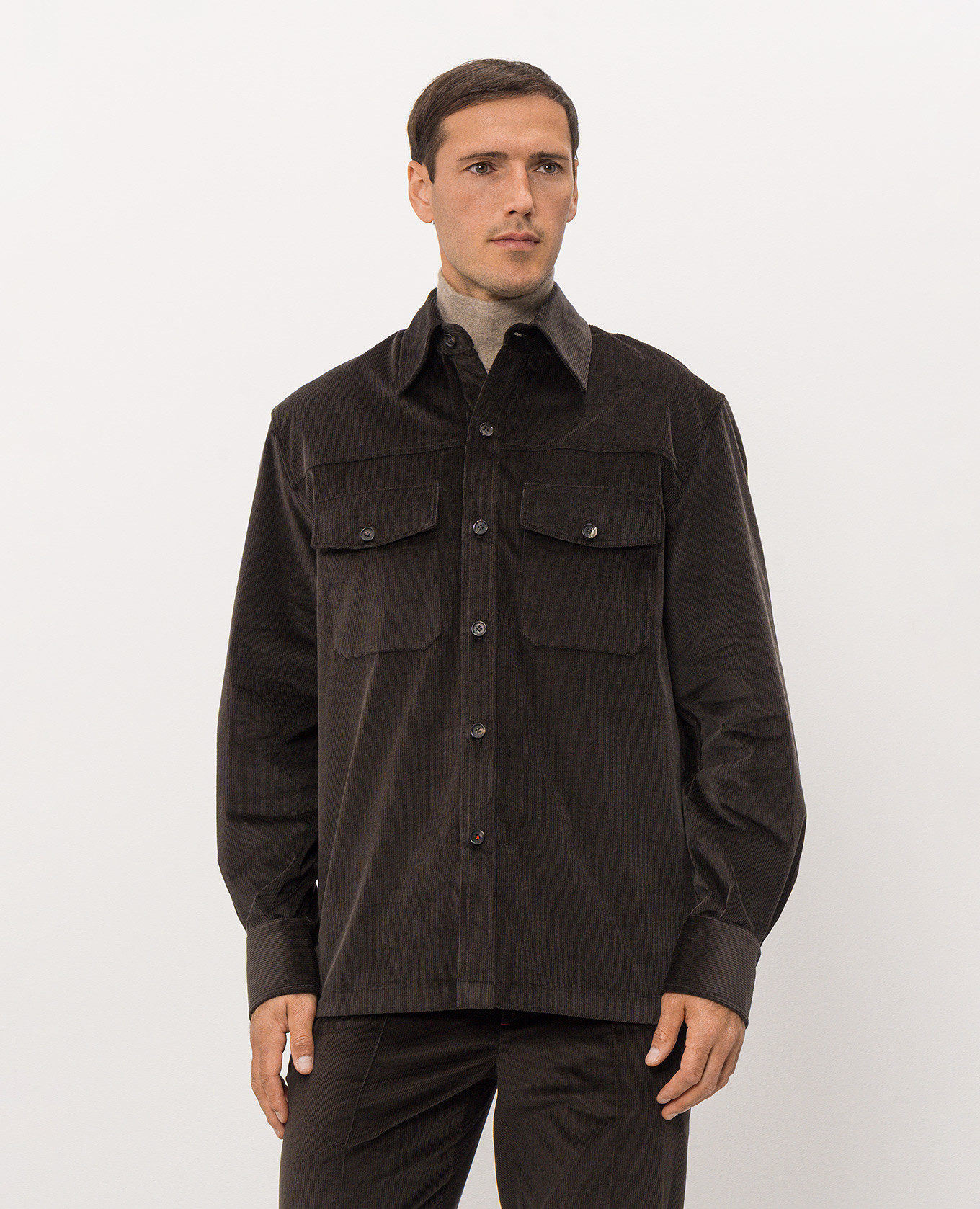 Green corduroy shirt ISAIA 3