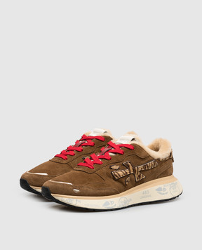 Premiata Lauryn brown suede sneakers with animal print fur LAURYN8532M