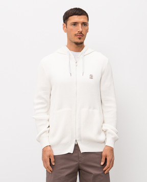 Brunello Cucinelli White sports jacket with embroidered emblem M29200416G
