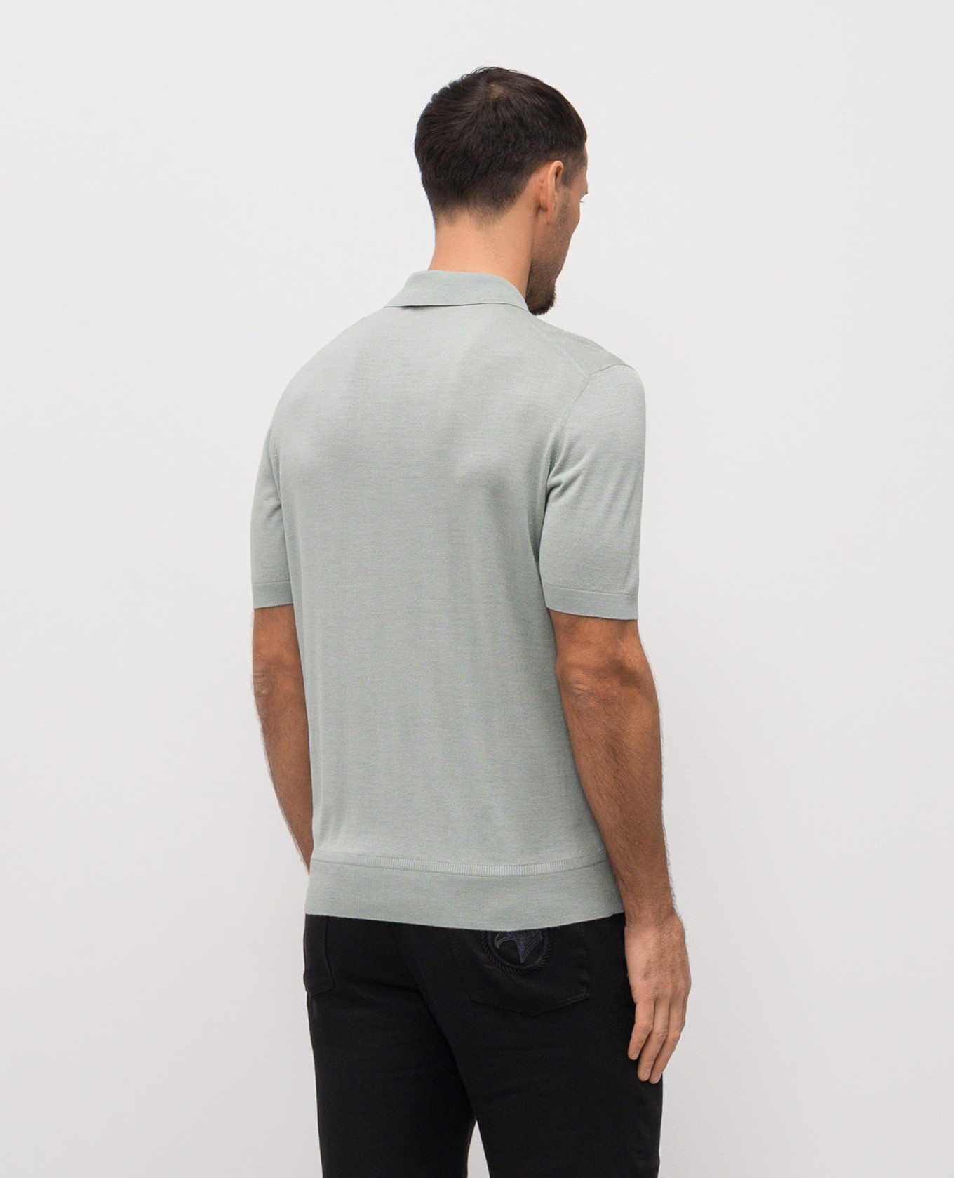 

Green silk polo shirt with emblem Stefano Ricci