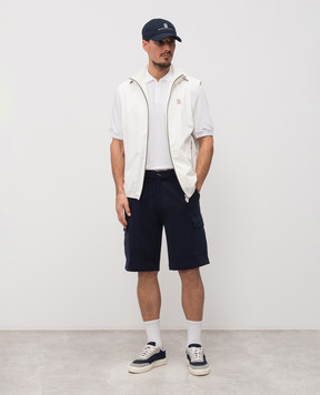Brunello Cucinelli White zip-up polo with emblem MW8641330F