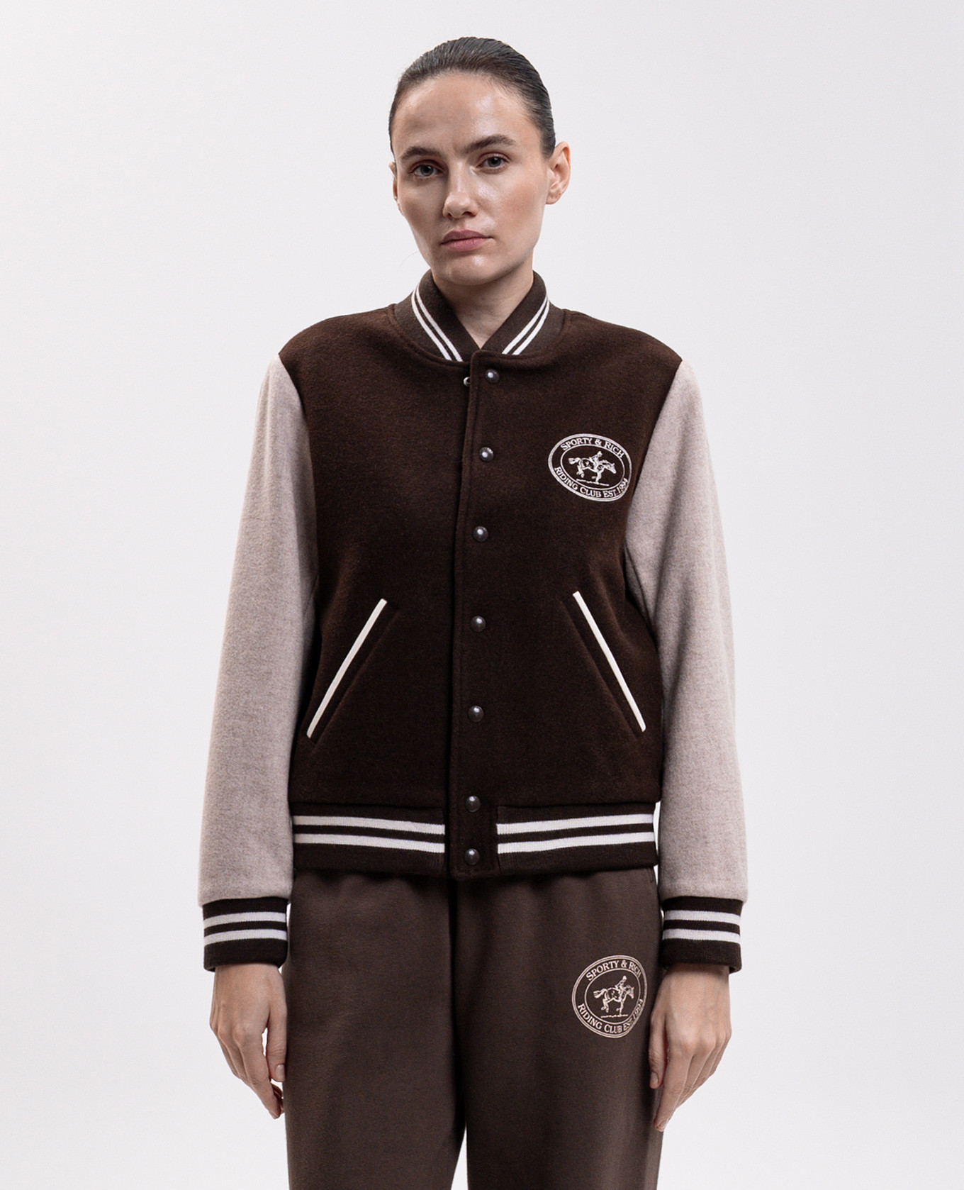 Diana brown wool bomber jacket Sporty & Rich 3