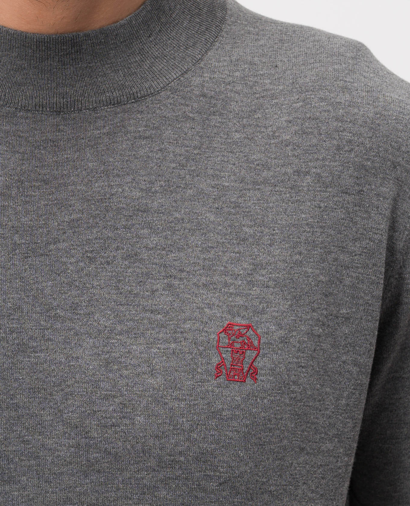 

Gray T-shirt with embroidered emblem Brunello Cucinelli, Grey