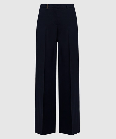 Pantaloni blu navy in lana e cashmere