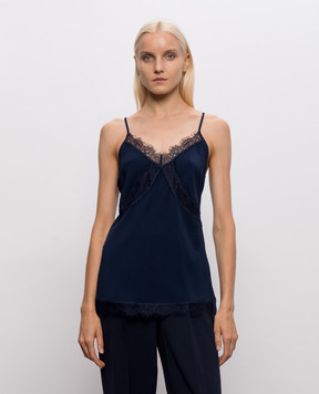 Twinset Blue T-shirt with lace 262AP2454