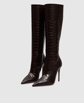 Paris Texas VERA burgundy leather boots with crocodile embossed pattern PX2046XCOCO