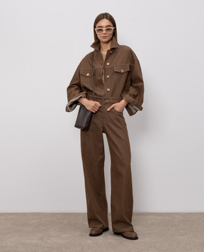 Brunello Cucinelli Brown denim jacket with monil chain ML1347672P