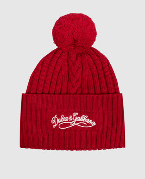 Dolce&Gabbana Children's red wool hat with pompom LBKHH9JDVH8