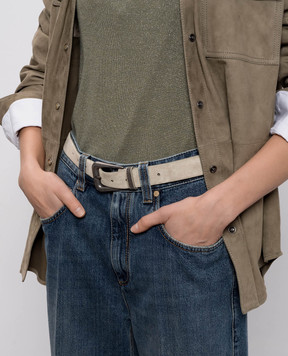 Brunello Cucinelli Gray suede belt with monil chain M0DELC34C