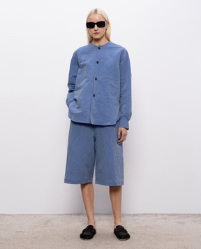 Sofie D`Hoore Blue PLICK Bermuda shorts with linen PLICKLION