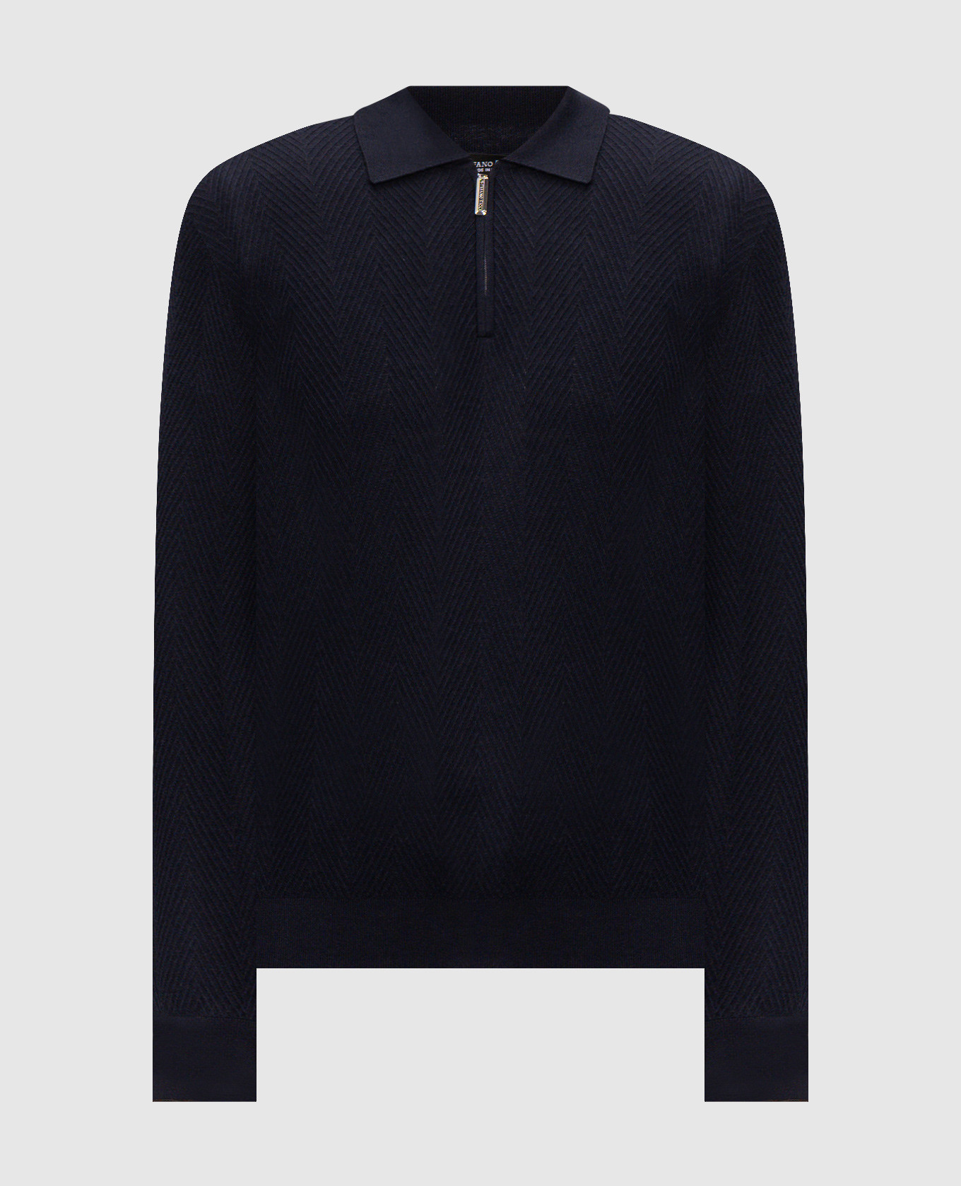 Blue cashmere and silk polo shirt
